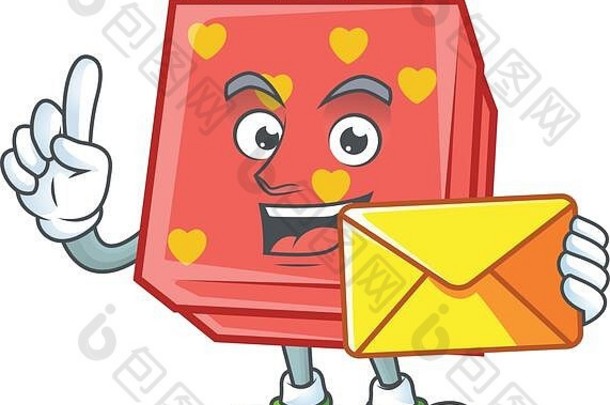 高高兴兴地爱礼物红色的吉祥物设计信封