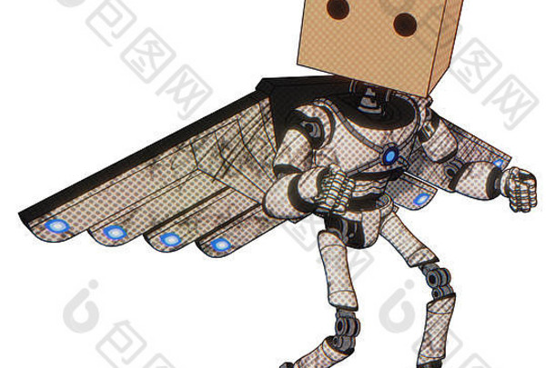 机器人元素双复古的相机头纸板盒子头光胸部exoshielding蓝色的能源核心小天使翅膀设计超轻脚