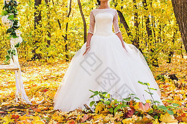 快乐新娘秋天森林