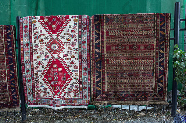 传统的格鲁吉亚地毯地毯地毯典型的几何模式第比利斯乔治亚州欧洲