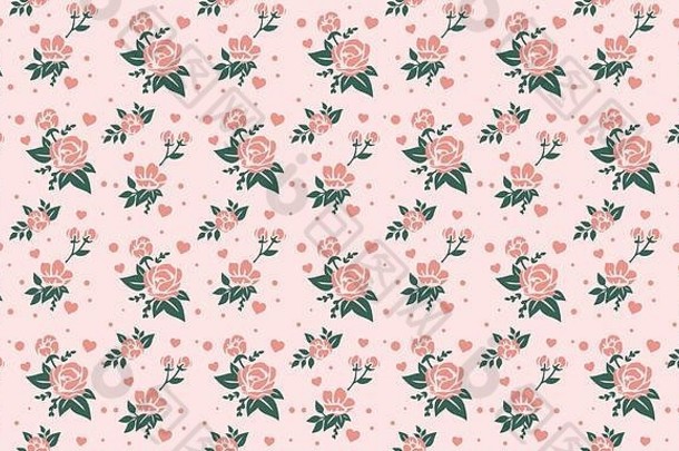 现代壁纸花模式情人节桃子玫瑰花设计