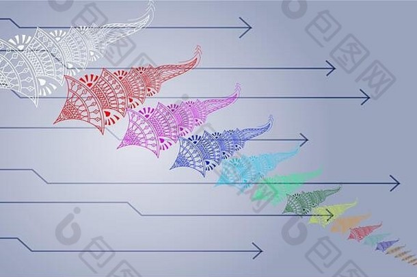 数字纺织插图设计叶子艺术