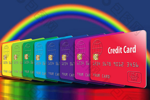 信贷卡片光谱彩虹颜色