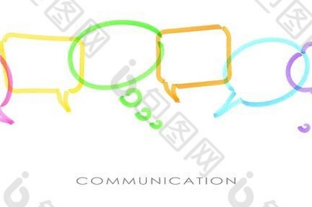 插图彩色的演讲泡沫行画萤光笔象征着沟通