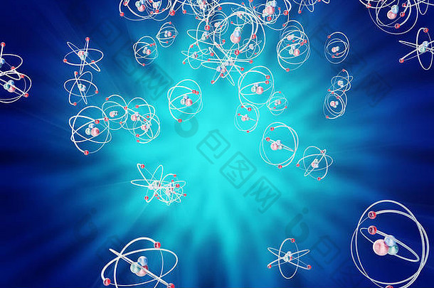 摘要原子背景数字插图原子发光的能源球摘要原子特写镜头科学背景呈现