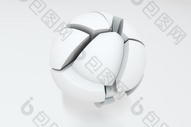 渲染转换球部分纯白色背景电脑生成的摘要背景