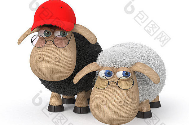 插图有趣的毛茸茸的羊的事情毛茸茸的农场动物娱乐