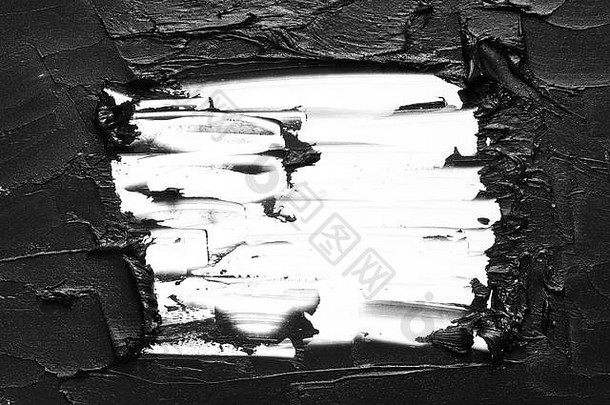 纹理黑色的压碎眼线笔黑色的丙烯酸油漆孤立的白色背景