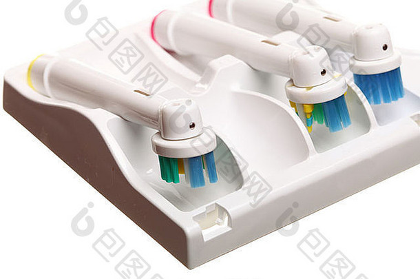 现代电牙刷孤立的白色背景头电