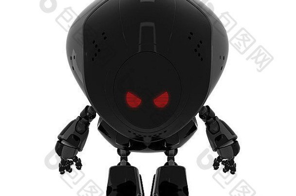 愤怒的机器人黑色的时尚的Cyborg愤怒的红色的眼睛