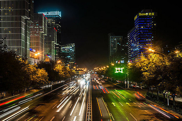 晚上视图建国门外大道北京中国