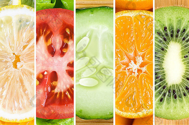 健康的食物背景集合片<strong>水果</strong>蔬菜