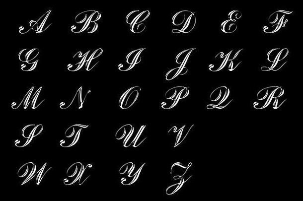 银英语字母插图黑色的背景