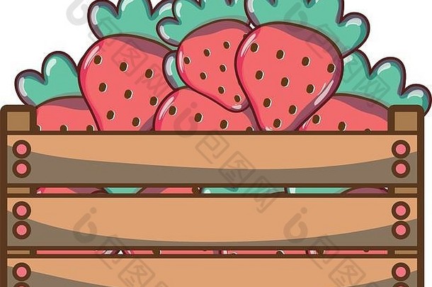 美味的草莓水果内部篮子