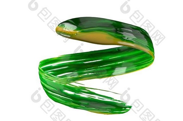 绿色石油油漆中风流动空气旋转运动插图