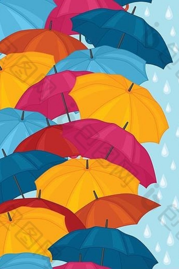 无缝的模式彩色的雨伞背景设计
