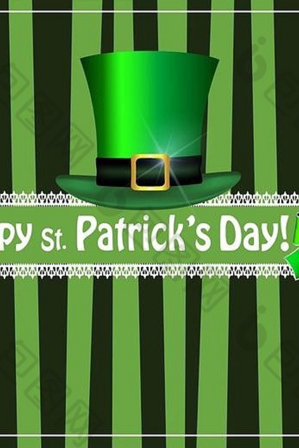 圣帕特里克一天问候卡节日象征leprechaun’s绿色他弓框架优雅的三叶草三叶草边境黑色的绿色str