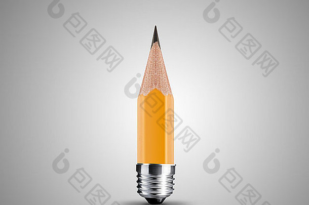 概念上的铅笔图像磨黄色的铅笔孤立的白色背景