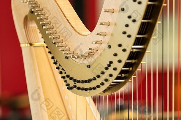 细节美丽的经典竖琴音乐的仪器
