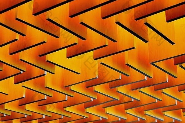 几何迷宫创建木面板照明现代天花板