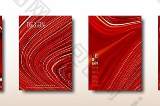 摘要明亮的红色的飞溅丙烯酸油漆表面集合模式波漩涡纹理时尚的背景设计封面包装placar