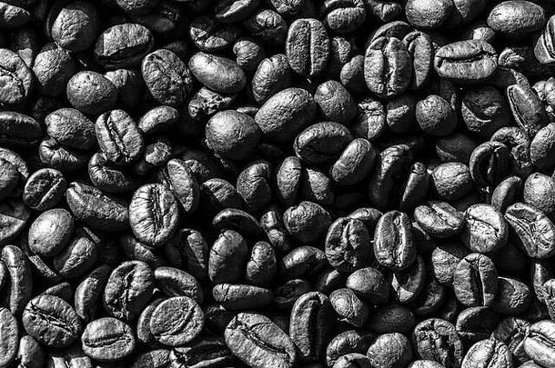前视图黑色的烤咖啡豆子纹理