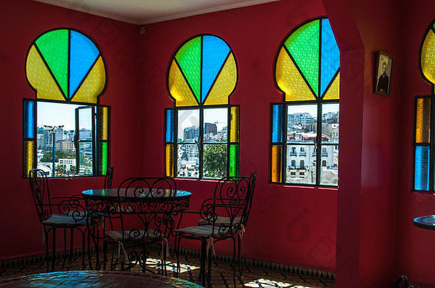 北非洲摩洛哥茶房间酒店大陆最古老的酒店麦地那区域丹吉尔城市马格里布海岸