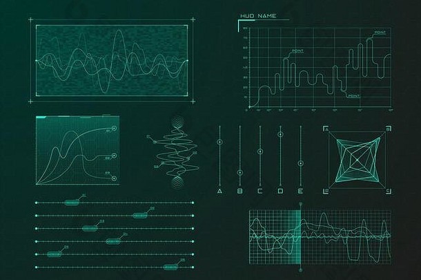 集胡德信息图表元素科幻图表图未来主义的用户接口胡德阿贵大数据分析主题虚拟绿色