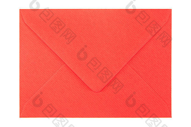 关闭红色的信封孤立的白色背景
