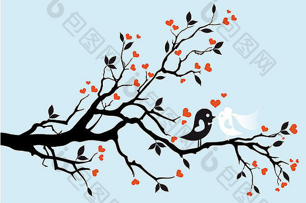婚礼鸟接吻树插图