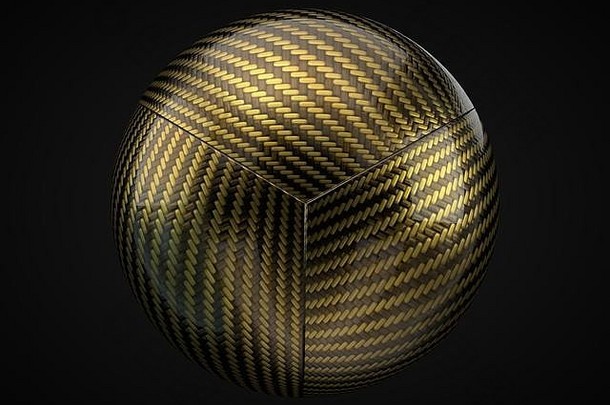 金碳纤维球黑色的背景插图