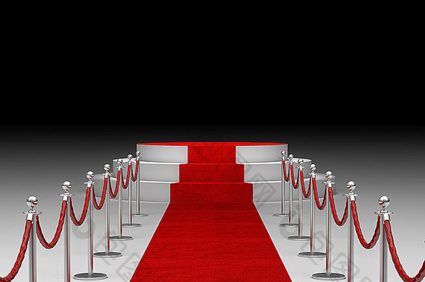 图像红色的地毯白色楼梯