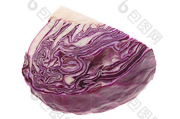 紫色的卷心菜部分孤立的白色背景