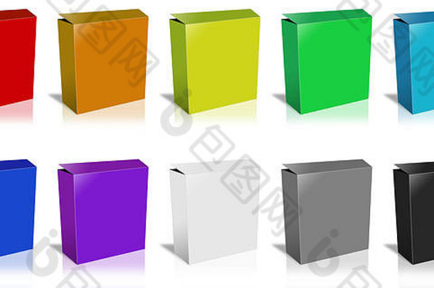 软件包盒子三维盒子白色背景