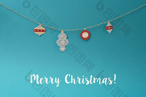 快乐圣诞节背景古董纸手使圣诞节装饰点缀标签挂字符串