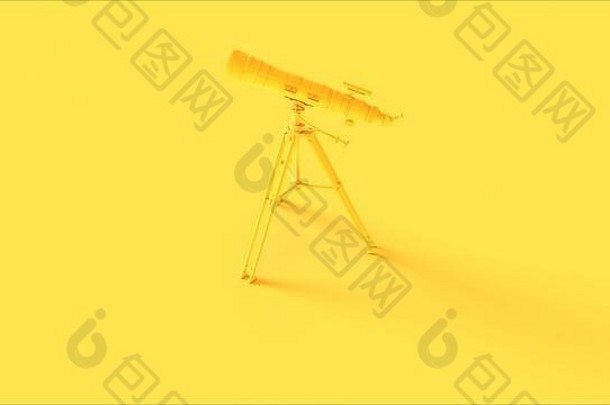 黄色的现代望远镜插图渲染