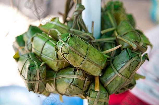 大米包装香蕉叶子街食物越南牙医页