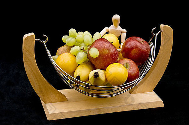 篮子水果木人体模特