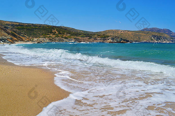 波浪爱琴海海科拉西达海滩埃维厄岛希腊