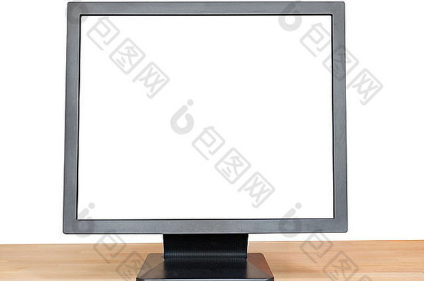 黑色的显示减少屏幕木表格孤立的白色背景