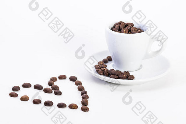 咖啡豆子咖啡表示杯情人节一天