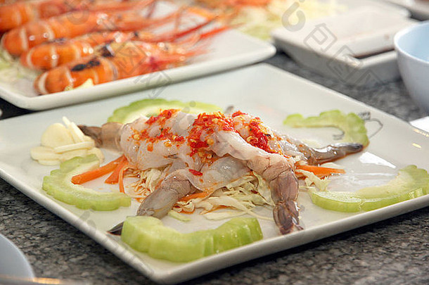 海鲜沙拉虾白色菜<strong>餐厅</strong>