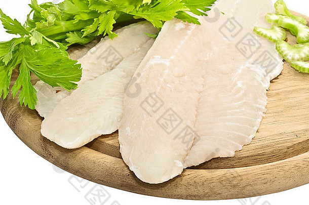 新鲜的鱼鱼片香料芹菜
