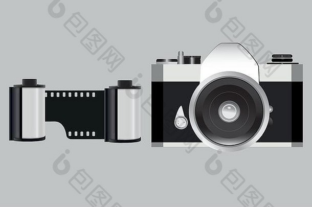 模拟相机电影卷设备模拟摄影负相机颜色黑色的白色负电影卷复古的爱好我的