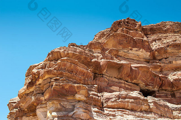 红色的砂岩岩石佩特拉玫瑰城市约旦城市佩特拉失去了年奇迹词
