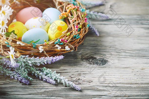 快乐复活节祝贺的复活节背景复活节鸡蛋花