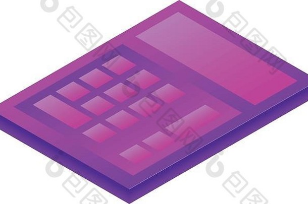 紫色的计算器图标等角风格