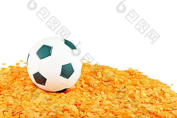 足球球橙色五彩纸屑象征荷兰吗激情足球