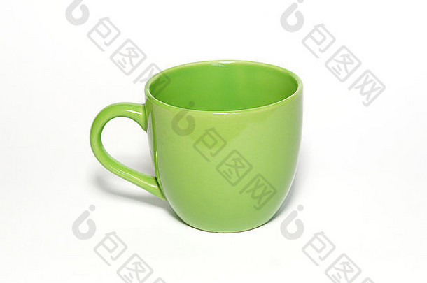 绿色<strong>茶</strong>杯孤立的白色