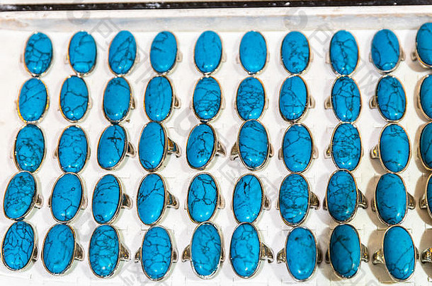 环珍贵的蓝色的石头显示出售大集市伊斯坦布尔火鸡